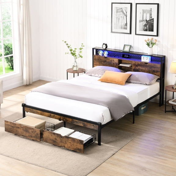 Metal Platform Bed with Charging Function | Charge Devices in Bedroom