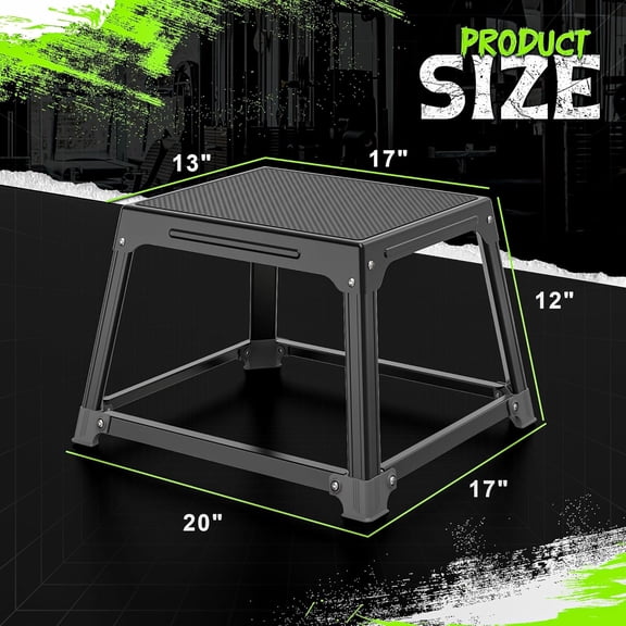 Metal Plyometric Jumping Box 12 Inch with 17 * 13 Inch Surface Steel Plyo Box Home Gym Jump Trainer for Fitness Exercise Agility Stamina Conditioning Strength Training