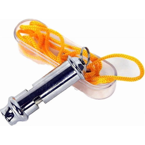 Metal Police Whistle With Lanyard: Emergency Distress/sports/dog Whistle (1 Piece, Silver)