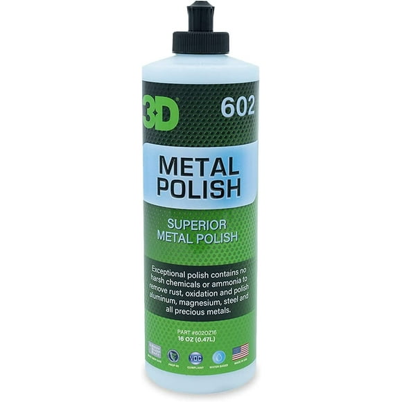 Metal Polish Heavy Duty Car Metal Polish for Aluminum, Chrome, Brass, Copper, Silver Removes Oxidation, Tarnish & Stains 16oz Made in USA