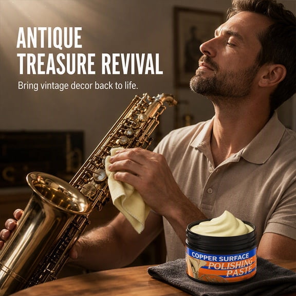 Metal Polishing Paste, 2.71 fl oz Brass and Copper Instrument Care Compound for Tarnish and Surface Cleaning