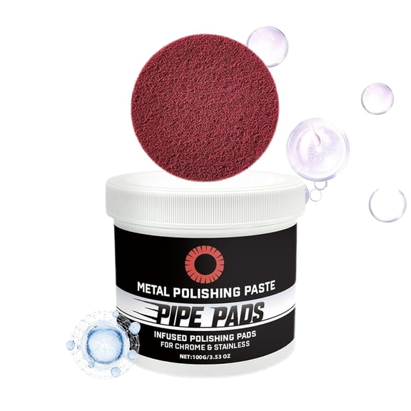 Metal Polishing Paste - Rust Buffing Cream with Pipe-Infused Pads | Restores Shine & Removes Oxidation, Tarnish, and Discoloration from Chrome, Aluminum, Brass, Exhausts, Wheels & Stainless Steel
