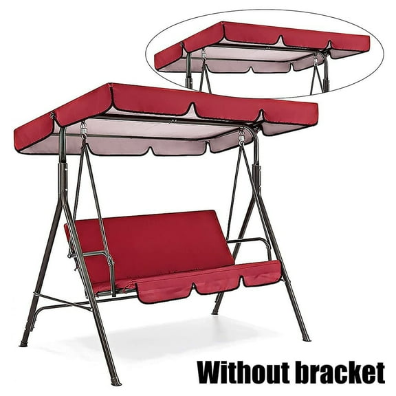 Metal Porch Swing Chair Bench with Canopy, Red
