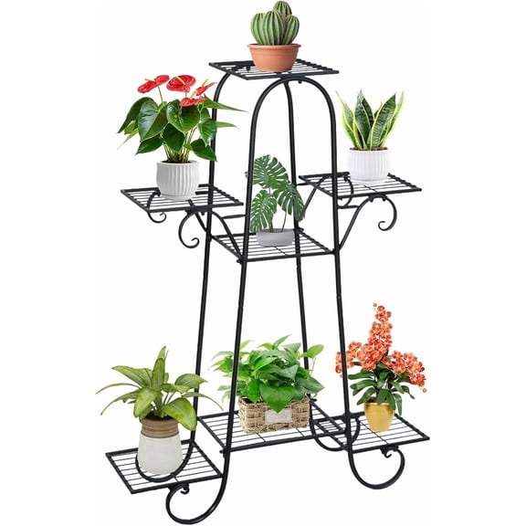 Metal  Pot Stand, Tall 39.7in Multi-Layer 7 Pot  Corner Stand,  Display Rack Holder for Indoor Outdoor Use, Patio, Balcony, Garden