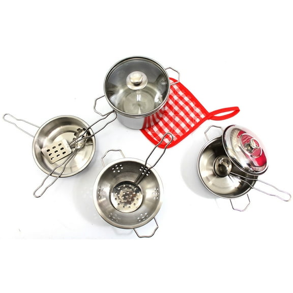 Metal Pots and Pans Kitchen Cookware Playset