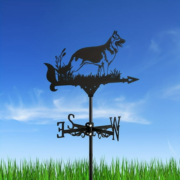 Metal Prairie Wolf Weathervane - Rustic Iron Roof Decor for Garden, Barn or Shed - Directional Indicators - Farmhouse Style