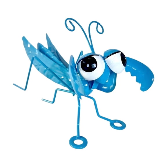 Metal Praying Mantis Garden Statue Tropical Insect Art Lawn Ornament Yard Decor for Patio Porch Outdoor Stakes Blue 6" X 6"
