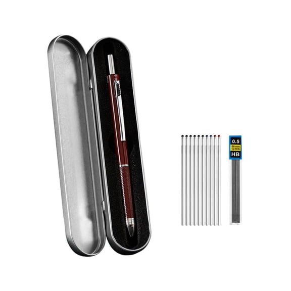 Metal Press Pen 3 Colours Ballpoint Pen Easy to Write 4-in-1 Sensor Pen