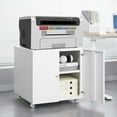 thumbnail image 1 of Metal Printer Stand with File Storage Cabinet, Printer Cabinet File Cabinet On Wheels with Door and Adjustable Shelf, Printer Table Stand for Home Office, 1 of 8