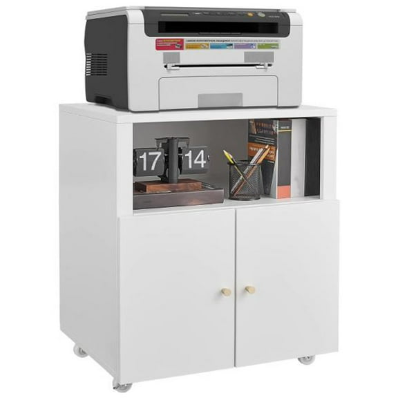 Metal Printer Stand with Storage Shelf, Copier Printer Cabinet 3D Printer Cabinet on Wheels, Under Desk File Cabinet Rolling Storage Cabinet for Letter/Legal/A4