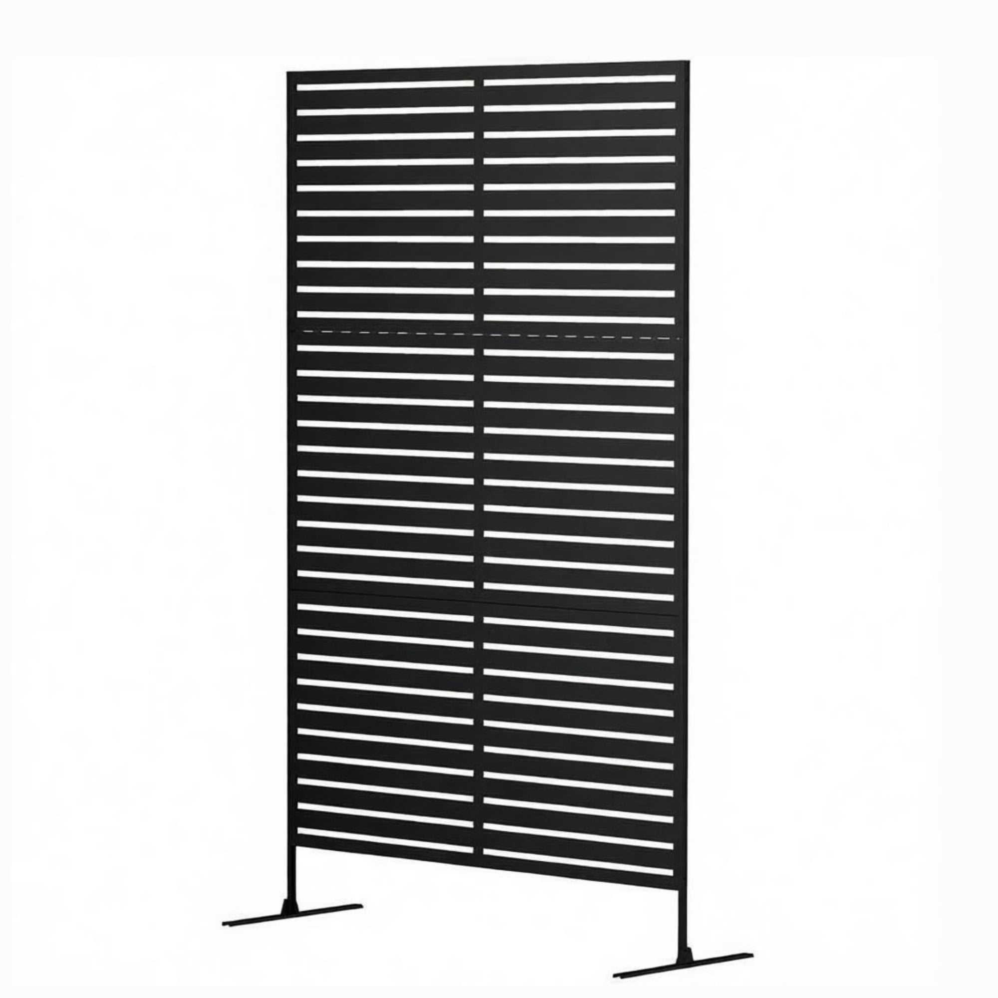 Metal Privacy Fence Screen, Decorative Outdoor Climbing Plant Trellis with Sturdy Stand for Backyard, Black 78" H x 48" W