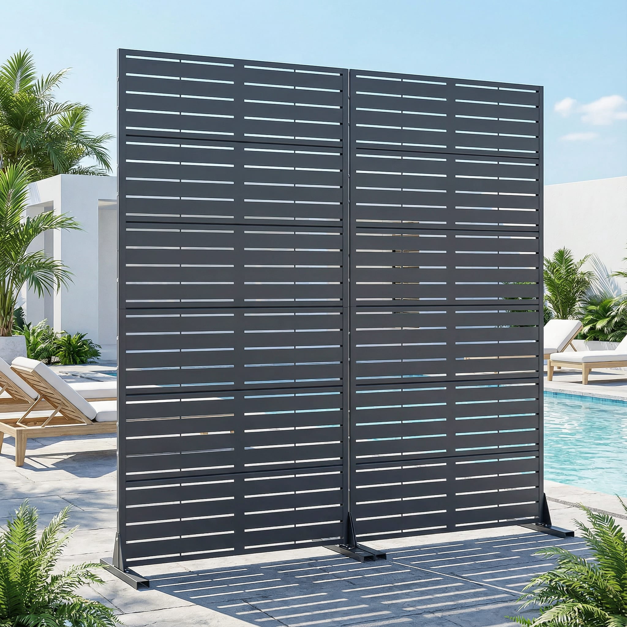 Metal Privacy Metal Screen Fence Panel Set of 2