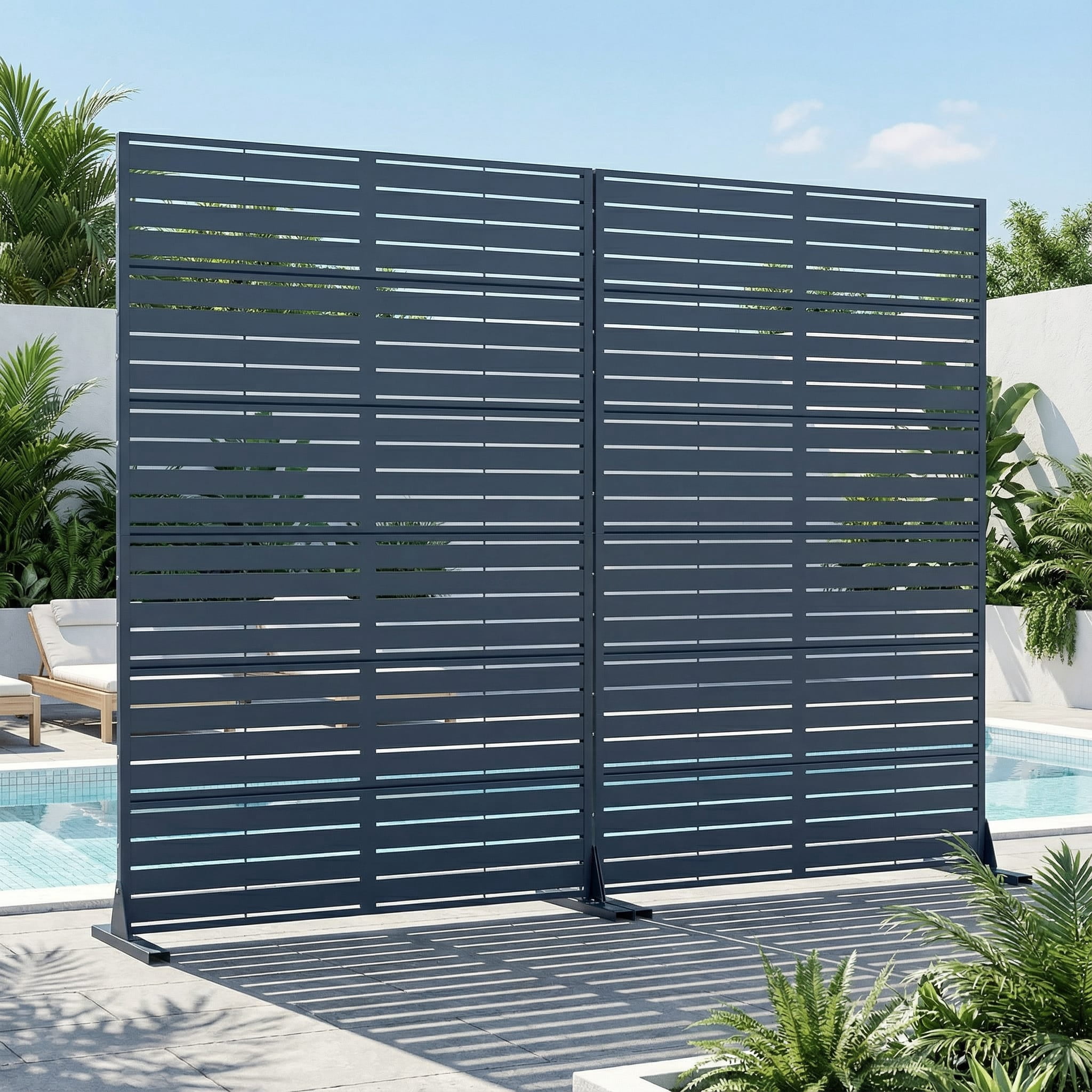 Metal Privacy Metal Screen Fence Panel Set of 2