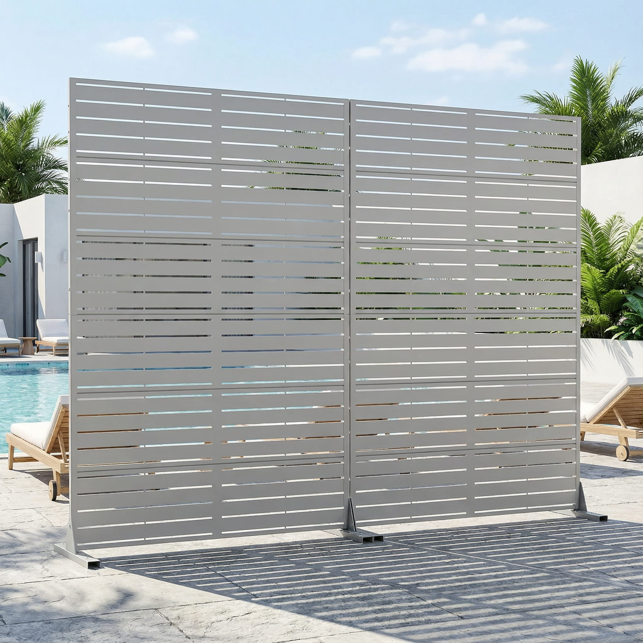 Metal Privacy Metal Screen Fence Panel Set of 2