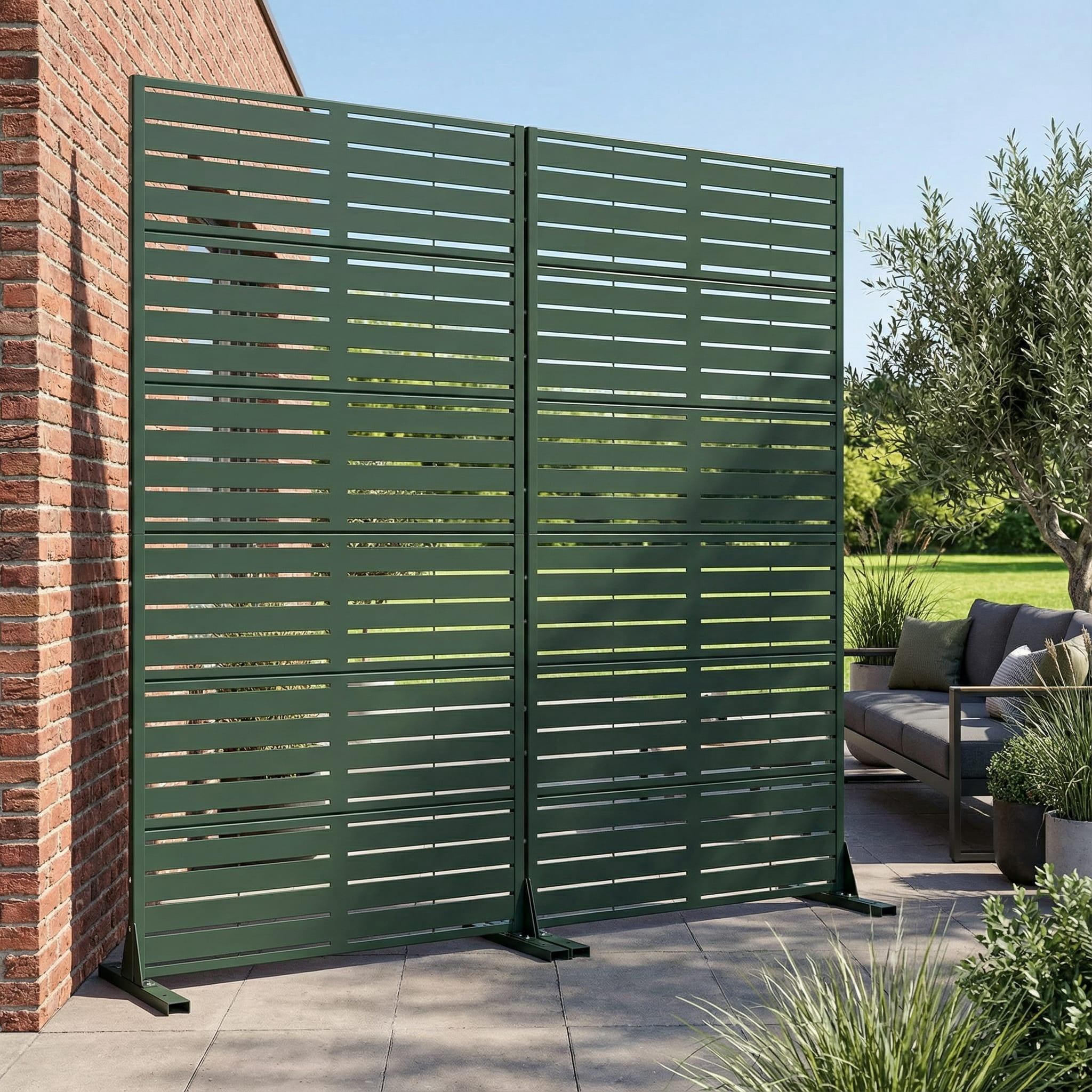 Metal Privacy Metal Screen Fence Panel Set of 2