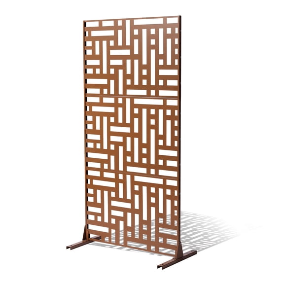 Metal Privacy Screen 47"x76" Outdoor - Brown Rust-Resistant Patio Fence Panel, Garden Windscreen & Deck Balcony Partition for Natural Shade and Seclusion