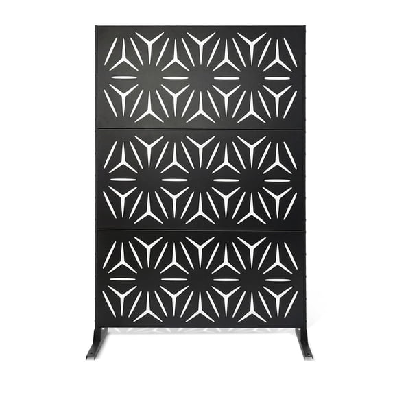 Metal Privacy Screen, 48 x 75 Inch Louvered Steel Decorative Fence Panels, Rustproof No Dig Freestanding Outdoor Fence for Yard, Patio, Pool, Balcony and Backyard