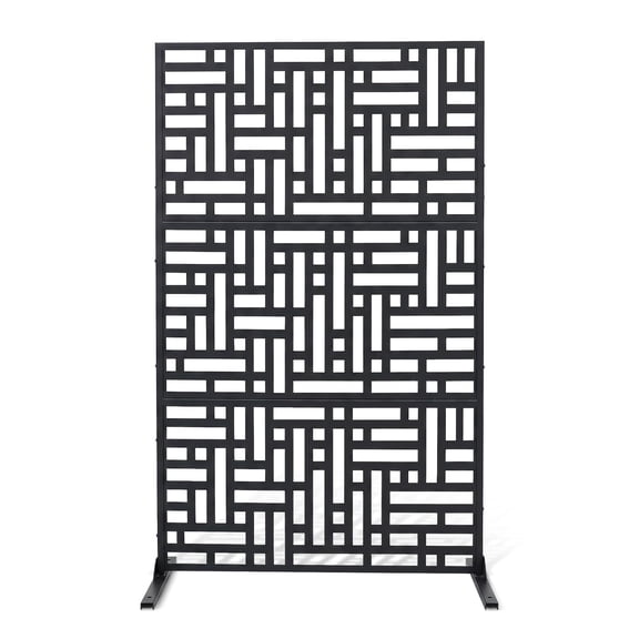 Metal Privacy Screen, 48 x 75 Inch Louvered Steel Decorative Fence Panels, Rustproof No Dig Freestanding Outdoor Fence for Yard, Patio, Pool, Balcony and Backyard