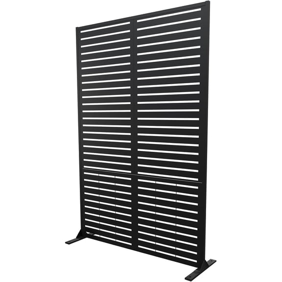 Metal Privacy Screen, 72" H  47" W Weather Resistant Outdoor Privacy Panels for Balconies, Patios & Pools (Black Louvered)