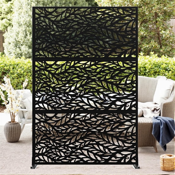 Metal Privacy Screen 72" H x 47" W,Outdoor Privacy Screens and Panels,Freestanding Decorative Privacy Screen for Patio Lawn Garden Deck Balcony,Privacy Fence Privacy Panel,3-Panel Outdoor Divider