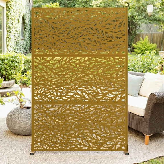 Metal Privacy Screen 72" H x 47" W,Outdoor Privacy Screens and Panels,Freestanding Decorative Privacy Screen for Patio Lawn Garden Deck Balcony,Privacy Fence Privacy Panel,3-Panel Outdoor Divider