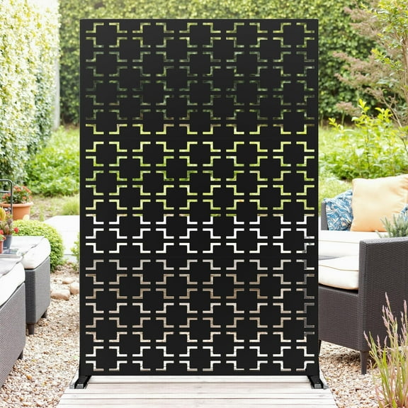 Metal Privacy Screen 72" H x 47" W,Outdoor Privacy Screens and Panels,Freestanding Decorative Privacy Screen for Patio Lawn Garden Deck Balcony,Privacy Fence Privacy Panel,3-Panel Outdoor Divider