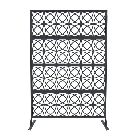 Metal Privacy Screen Fence 71 x 46'' – Freestanding Decorative Outdoor Divider Panel, Rust-Proof, Weather-Resistant, Easy Assembly, for Patio, Garden, Balcony, Deck – Black, 01 Copper Coin