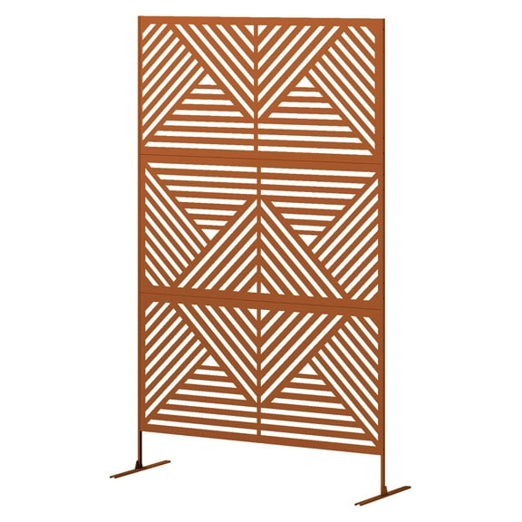 Metal Privacy Screen Outdoor, 48" Trellis Panel, Decorative Garden Fence, Rhombus Brown