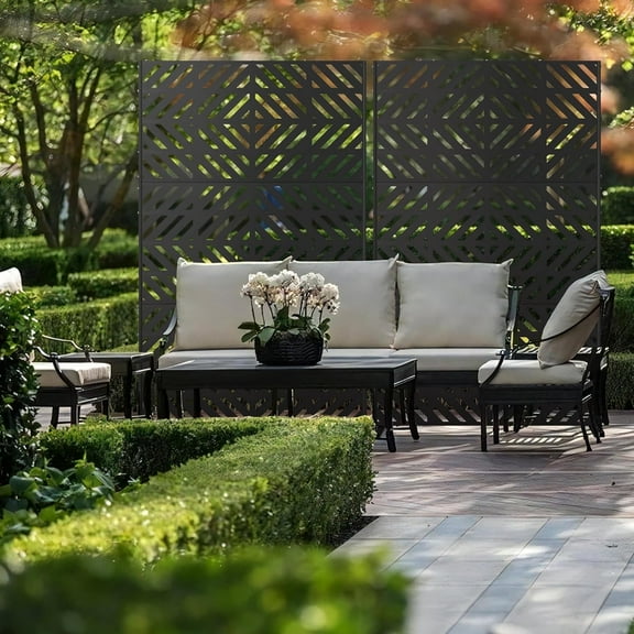 Metal Privacy Screen for Outdoor Freestanding Privacy Screens, 72" H x 44" W Decorative Fence Panels with Stand, Patio Metal Screens for Outside Outdoor Divider Deck Balcony Garden and Indoor