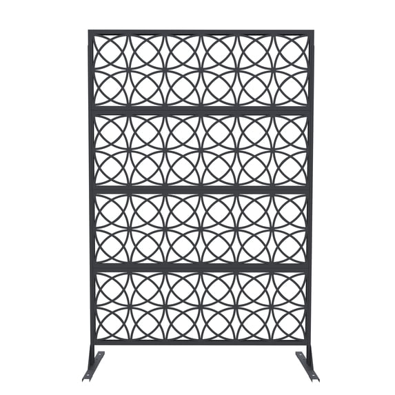 Metal Privacy Screen, Outdoor Privacy Screen with Stand,Freestanding Decorative Privacy Fence Panels for Deck Balcony Patio,All-Weather Material