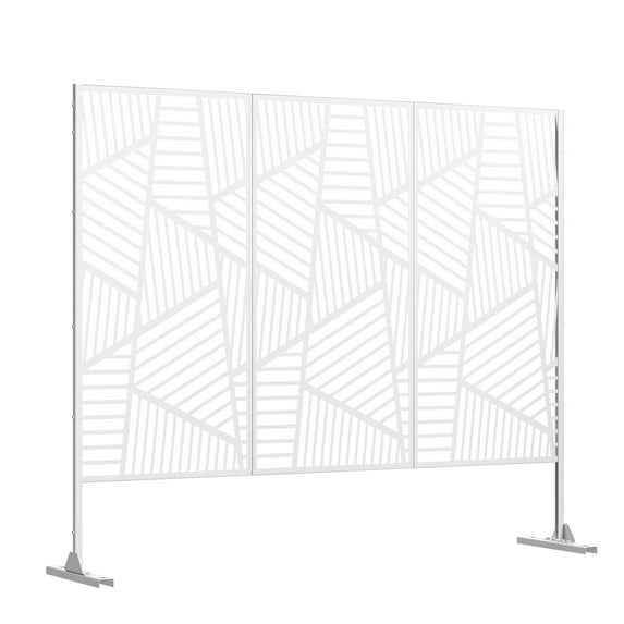 Metal Privacy Screen Wall Decoration Free Standing-6.3 ft. H X 4 ft. W Palace - Black