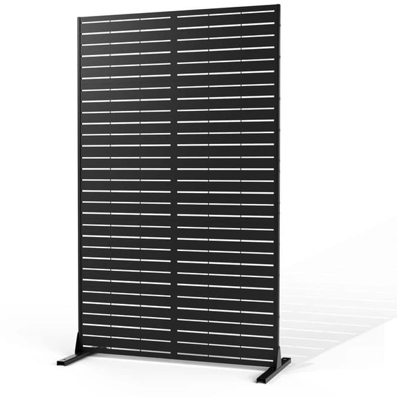 Metal Privacy Screen for Deck Patio Balcony, Outdoor Privacy Screen Freestanding Decorative Privacy Screen, Black