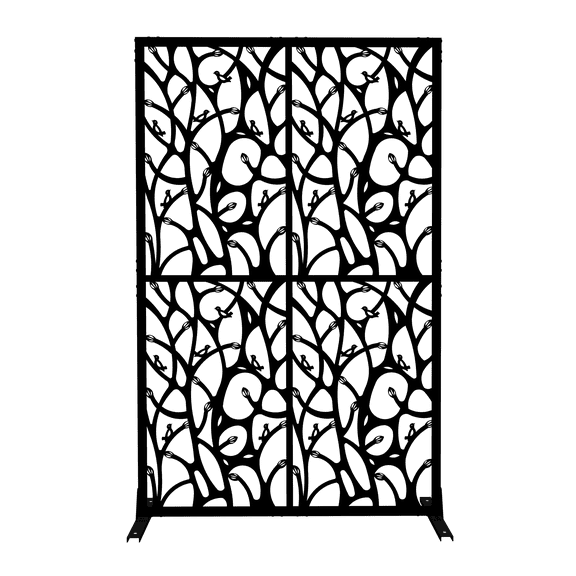 Metal Privacy Screens W3.8 Ft X H6 Ft Outdoor and Indoor Divider with Free Standing Decorative Privacy Screen for Balcony Patio Garden Room Divider, Black Bird Shape