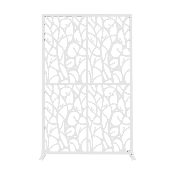White Bird Metal Privacy Screen (72"H x 45.3"W) - Freestanding Divider for Balcony, Patio, Garden & Room