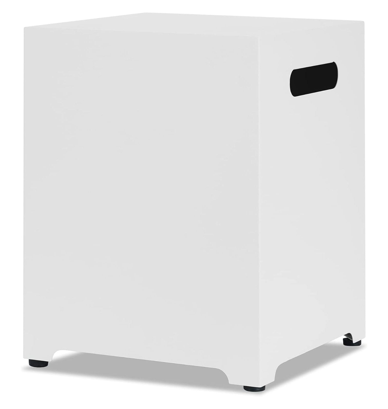 White Powder-Coated Steel Propane Tank Cover and Side Table