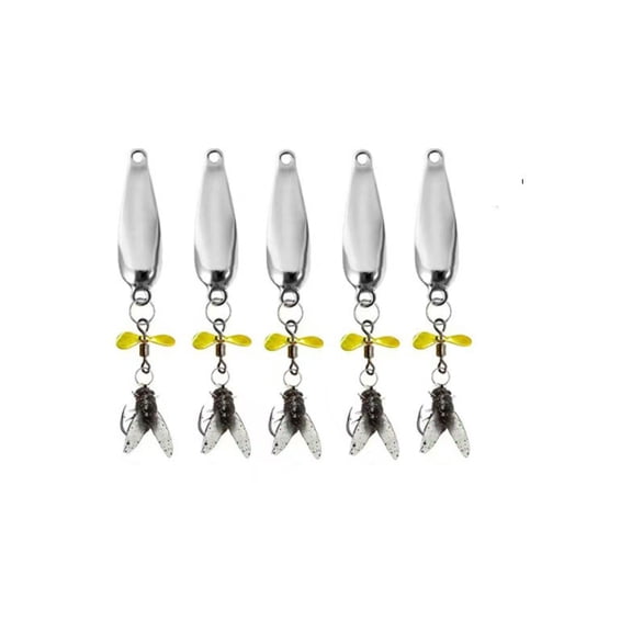 Metal Propeller Fishing Lures for Fishing, 5 Pieces Sequined Lures Fly Hooks