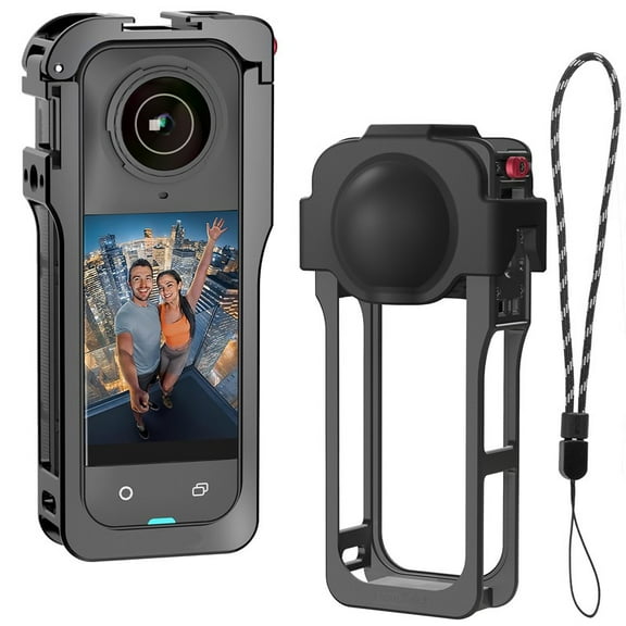 Metal Protective Case for Insta360 X5 Accessories, Multifunction Utility Frame Stronger Construction Aluminum Cage with Quick-Release Safety Lock, Various Expansion Mounts
