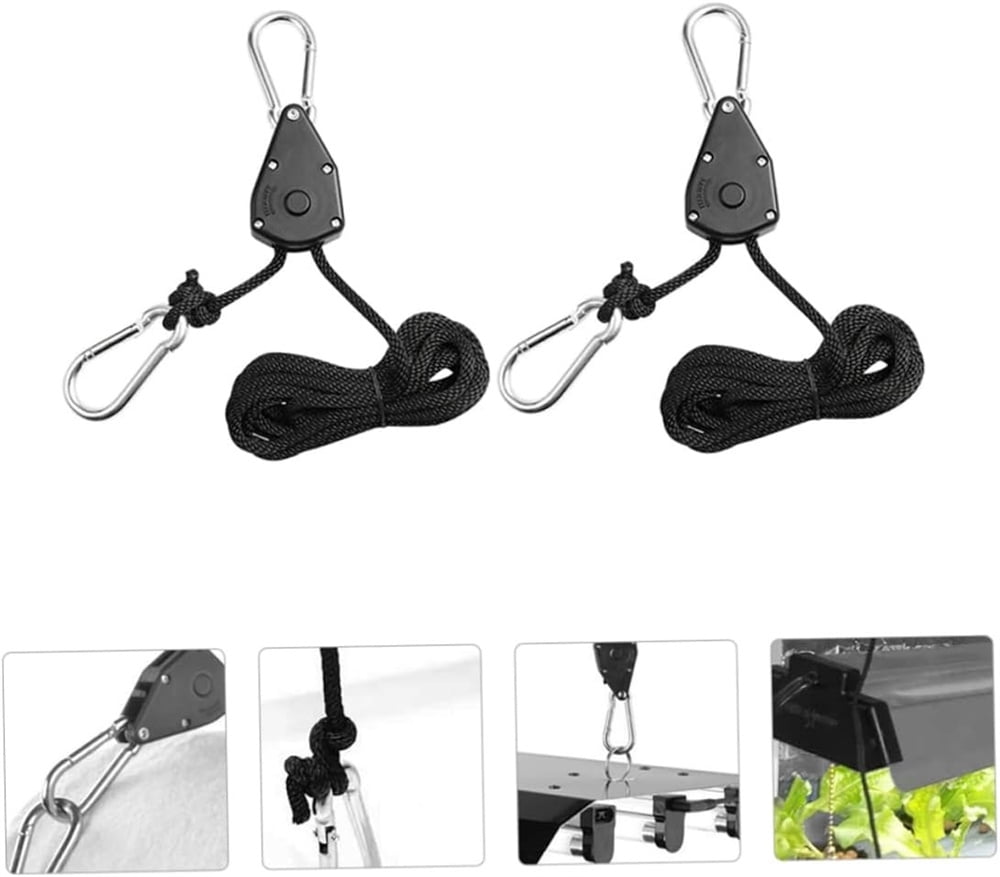 12 Pack Heavy Duty Adjustable Rope Clip Hangers | 1/8 Inch, 8 FT Long, 150lb Capacity | With M5 Carabiners & Metal Gears