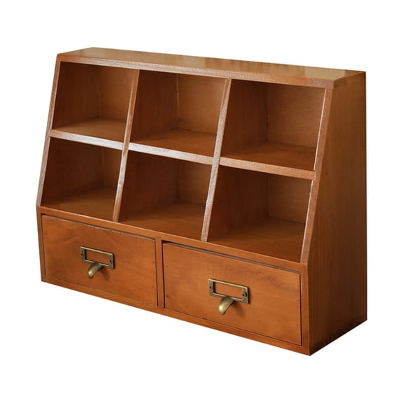 Metal Pulls Wood Desktop Organizers 2 Hide 6 Spacious Compartments