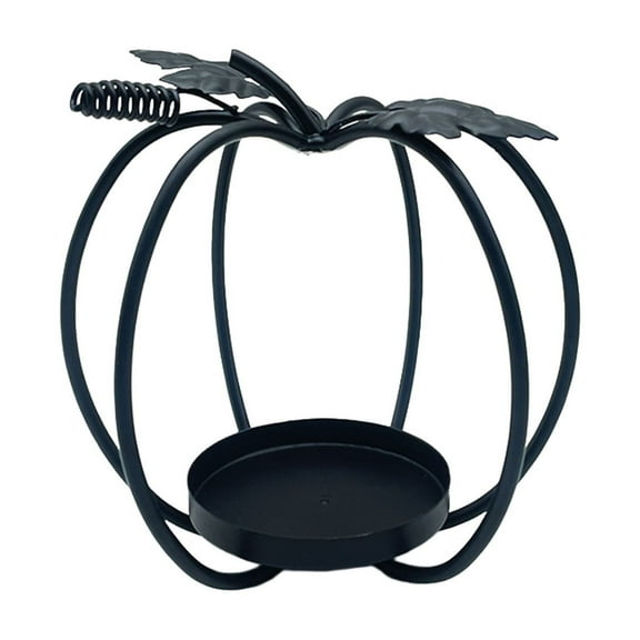 Metal Pumpkin Candle Holder, Fall Pumpkin Lanterns Decorative Indoor & Outdoor, for Vintage Wedding Thanksgiving Christmas Fall Decor, Black