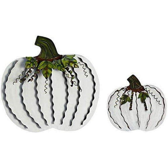 Metal Pumpkin Decoration for Home Free Standing Metal Flat Pumpkins for Fall Harvest DecorThanksgiving Halloween Outdoor Decoration - (Set of 2)
