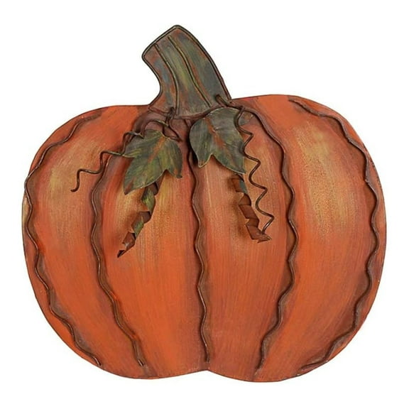Metal Pumpkin Garden Statue Indoor Outdoor Decoration Free Standing Metal Flat Pumpkins Sign for Fall Harvest Thanksgiving Decoration - (11.75''H)