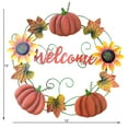thumbnail image 1 of Metal Pumpkin Wreath Fall Pumpkins Door Decorations Hanging Welcome Sign, 1 of 5