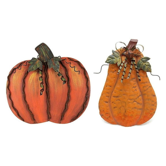 Metal Pumpkins Fall Decor Decorative Pumpkin Stakes for Harvest Autumn Thanksgiving Free Standing Flat Pumpkin Sign Outdoor Decoration for Yard Garden Lawn Patio (11.5" +13.5")