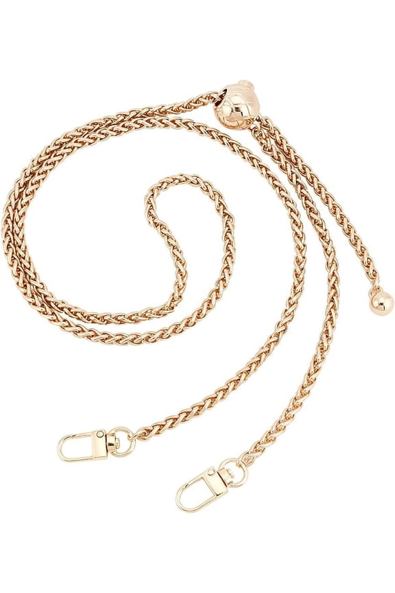 Metal Purse Chain Strap 49.6 Inch Adjustable Shoulder Chain Strap Replacement Women Crossbody bag Chain with Ball Bead Adjuster Alloy bag Chain Strap for Handbag Hobo bag Clutches Light golden
