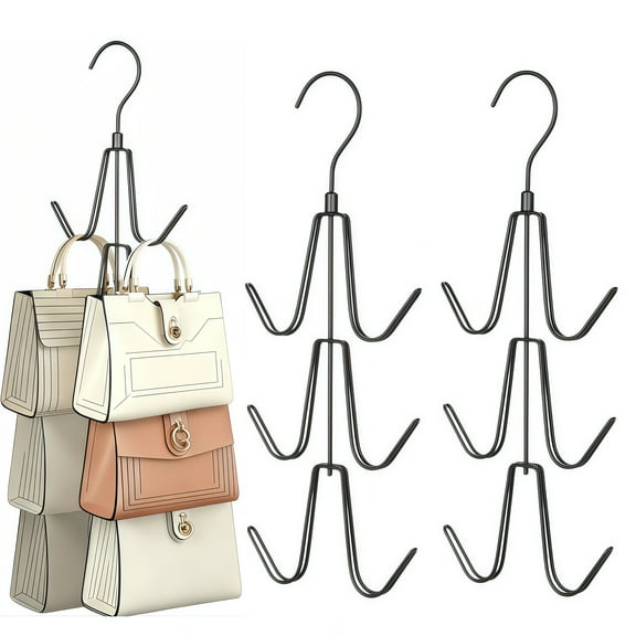 4 Pack Bag Hook Organizer,Space Saving Bag Hanger colgador de bolsas (Black)