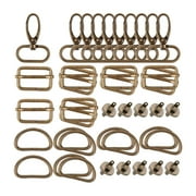 Metal Purse Hardware Swivel Clasp Slide Buckles Snap Hooks Clasps Key DIY Handbag Bag Making Findings Supplies Webbing , Golden 40 Pieces Set