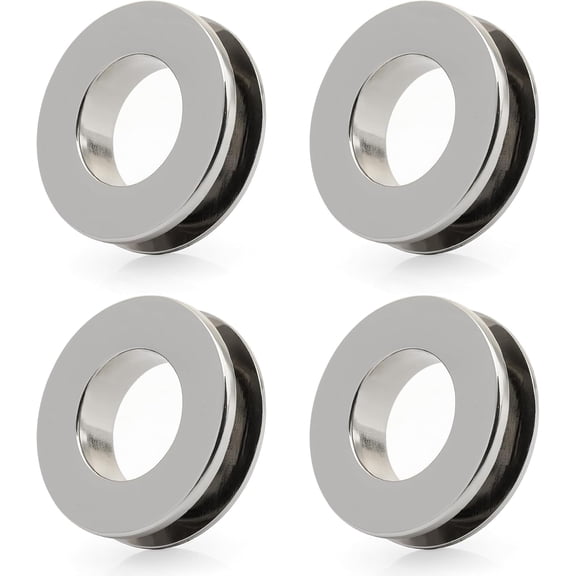 Metal Push Snap Together Grommet Flat Surface Snap Rings Eyelet O-Rings Purse Loop Easy Installation Pack of 4 (11mm (7/16"), Silver)