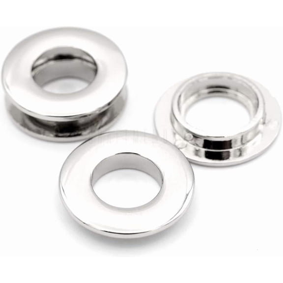 Metal Push Snap Together Grommet Flat Surface Snap Rings Eyelet O-Rings Purse Loop Easy Installation Pack of 4 (11mm (7/16"), Silver)