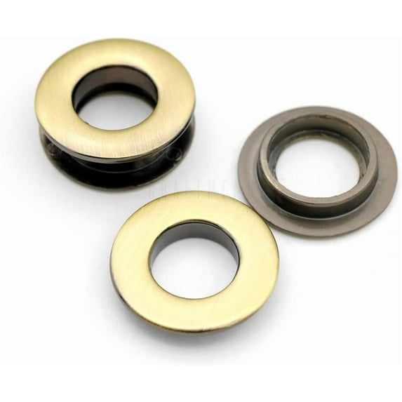 Metal Push Snap Together Grommet Flat Surface Snap Rings Eyelet O-Rings Purse Loop Easy Installation Pack of 4 (17mm (11/16"), Brushed Brass)